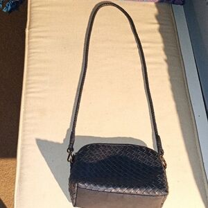 Elegant DRAGON Diffusion Grey Leather Woven Crossbody Bag